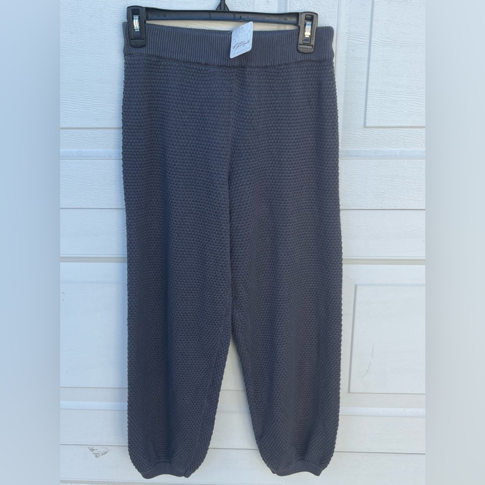 Women's FP Free People Hailee Cardi Beach Pants Gray Waffle Knit Lounge Boho XS